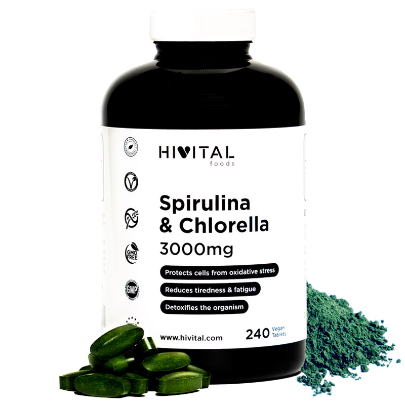 ▷ Espirulina y Chlorella 3000 mg | 240 comprimidos veganos