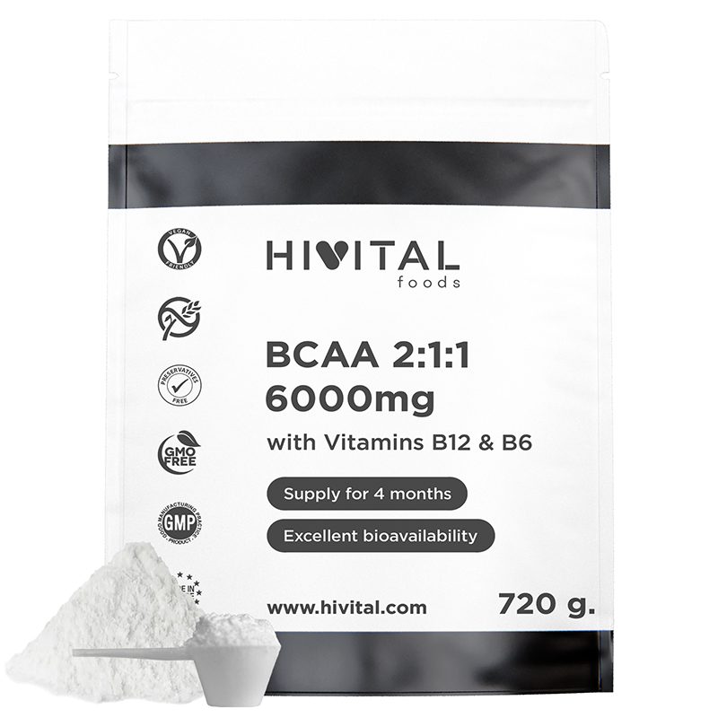 ▷ BCAA 2:1:1 6000 Mg | 720 Gramos De Polvo Vegano